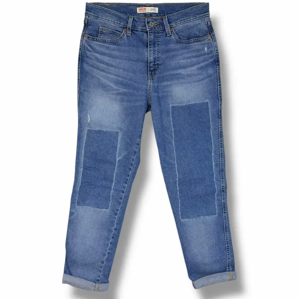 Levis Signature Heritage Boyfriend Jeans Patchwork High Rise Crop Ankle 4 / 27